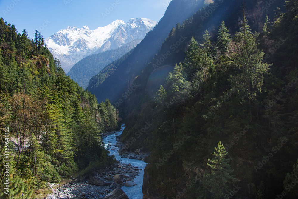 Marsyandi river. Nepal, Himalayan mountains Marsyandi river. Nepal, Himalayan mountains