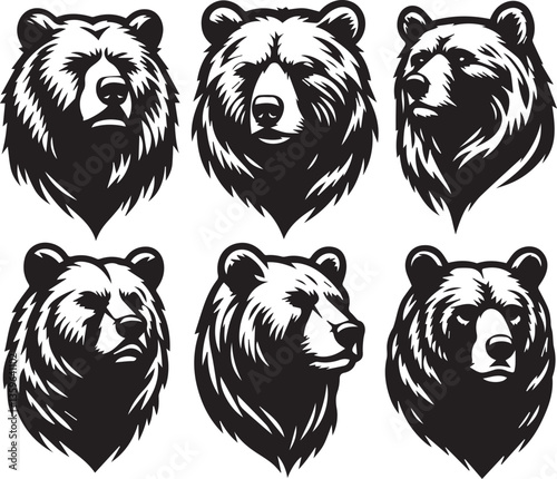 set of tiger head vector and illustration |  Best using for tattoo, logo, monogram etc. 