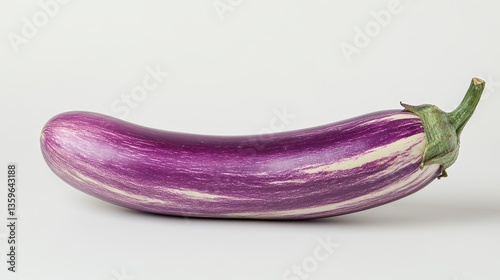 Wallpaper Mural Striped eggplant, purple and white hues, on white background. Perfect for recipes, cooking blogs, or healthy eating themes. Torontodigital.ca