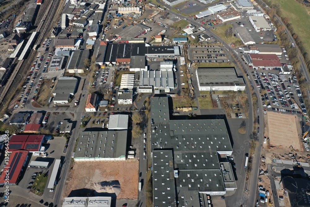 Fototapeta premium Bad Hersfeld aus der Luft | Die Stadt Bad Hersfeld in Hessen aus der Vogelperspektive