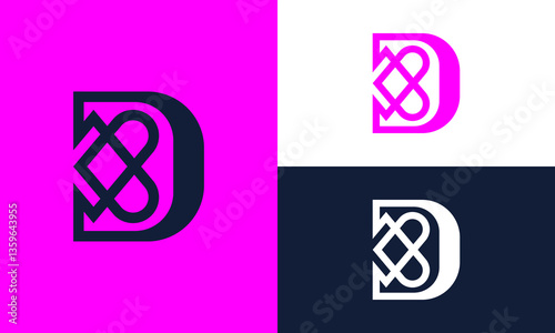 D logo with heart ornament.