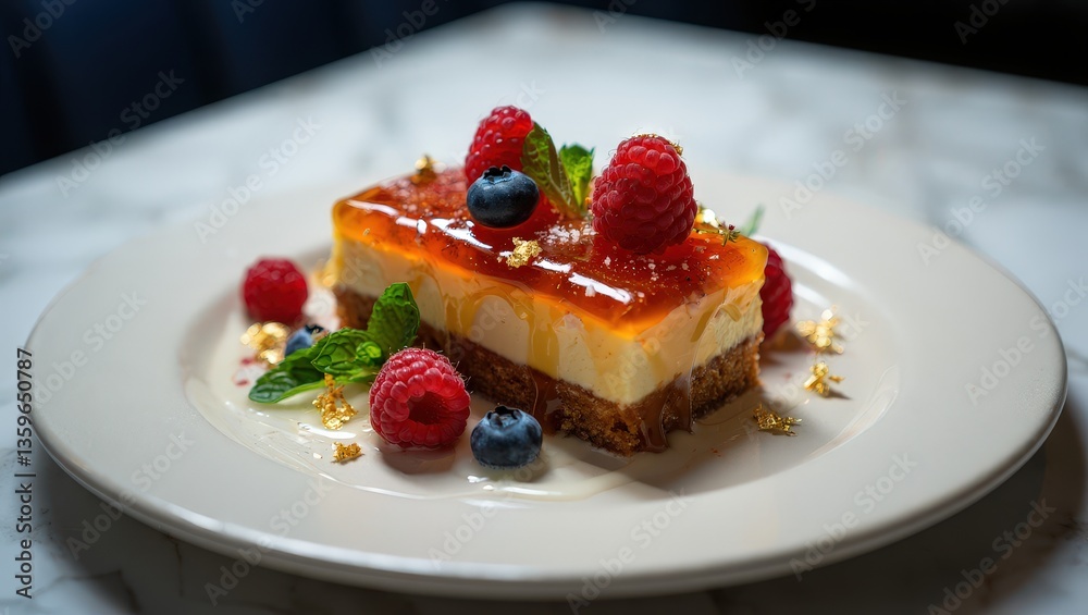 Delicious Dessert with Berries and Glaze Delicious Dessert with Berries and Glaze