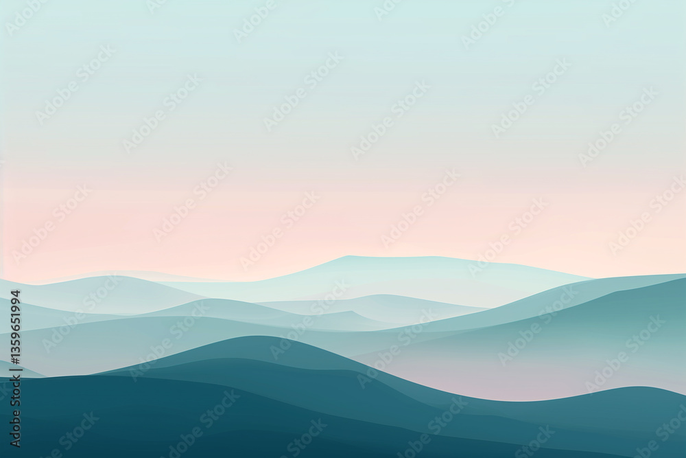 Fototapeta premium A calming wallpaper showcasing a minimalist landscape with soft gradients and gentle colors.