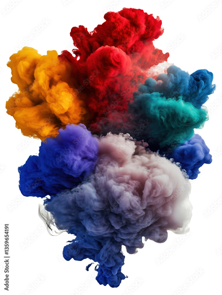 Fototapeta premium PNG Multicolored plumes of smoke merging together