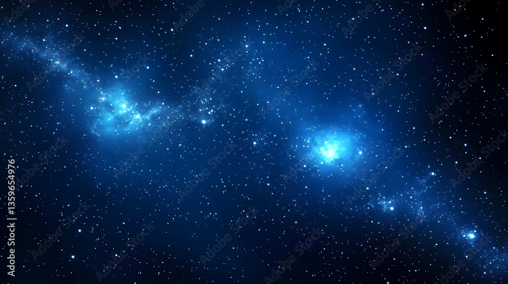 Naklejka premium Deep Blue Nebula with Stars and Glow