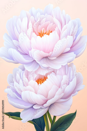 Pastel peonies, close-up, soft background, floral design