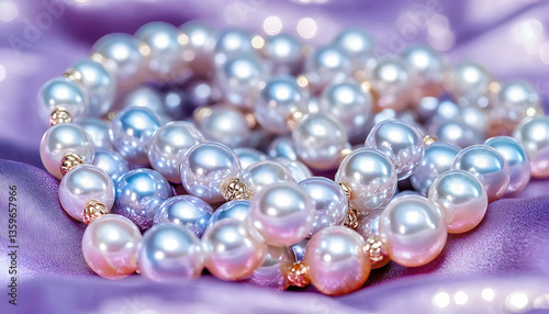 Pearl Necklace on Purple Fabric (1)