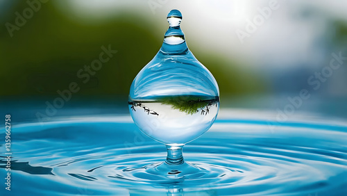 Realistic water drop with an ecosystem	