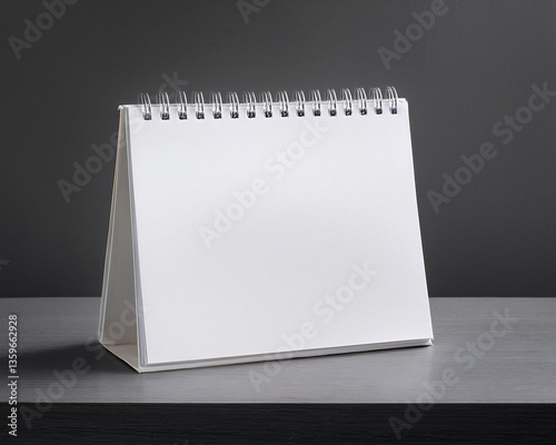 Mockup of a white paper desk calendar flipping page