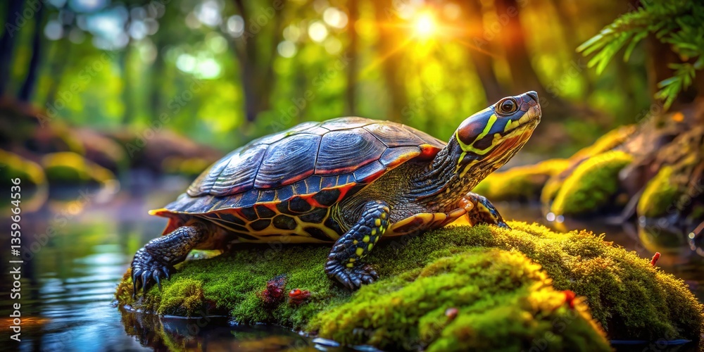 Obraz premium Water Tortoise, Turtle, Reptile, Wildlife, Nature, Pond, Shell, Amphibian