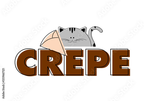 クレープショップのロゴやグッズに最適なイラストレーション素材