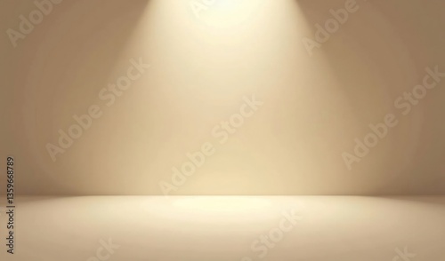 Warm light softly illuminates a neutral beige studio background. AI Generated