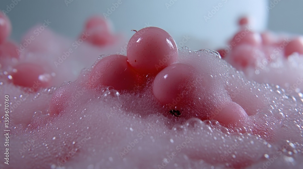 Fototapeta premium Pink spheres in a bath of suds