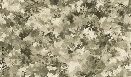 Realistic Foliage Camouflage Pattern - Nature-Inspired Military Design in Green and Beige.