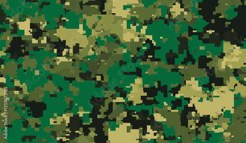 Pixelated Digital Camouflage Pattern .Military Style Camo Background.