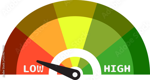 Colorful High Low Gauge, Measurement Indicator Icon