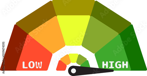 Colorful High Low Gauge, Measurement Indicator Icon
