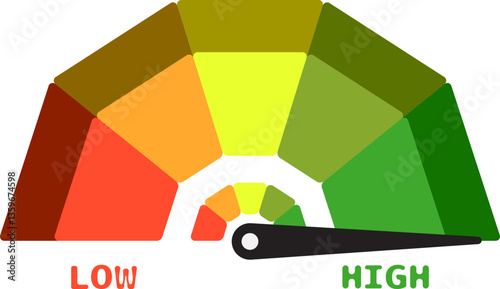 Colorful High Low Gauge, Measurement Indicator Icon