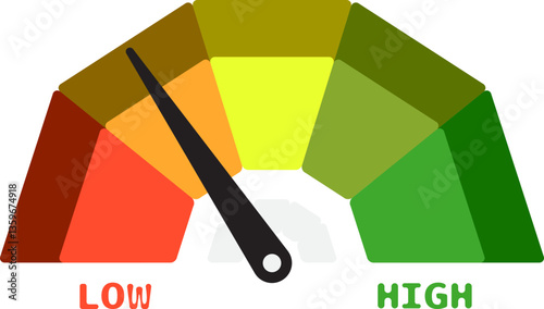 Colorful High Low Gauge, Measurement Indicator Icon