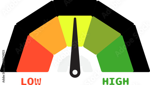 Colorful High Low Gauge, Measurement Indicator Icon