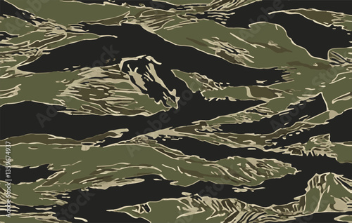 Dark Urban Camouflage Seamless Pattern in Black and Gray Tones.