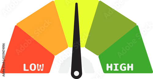 Colorful High Low Gauge, Measurement Indicator Icon