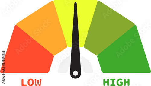 Colorful High Low Gauge, Measurement Indicator Icon