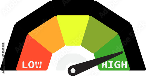 Colorful High Low Gauge, Measurement Indicator Icon