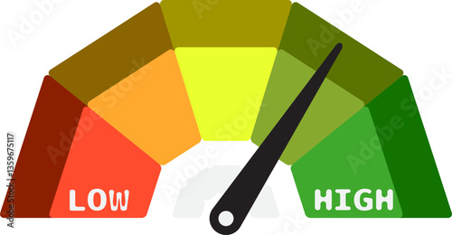 Colorful High Low Gauge, Measurement Indicator Icon