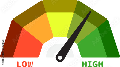 Colorful High Low Gauge, Measurement Indicator Icon