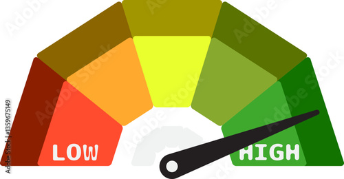 Colorful High Low Gauge, Measurement Indicator Icon