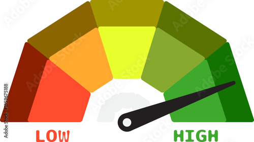 Colorful High Low Gauge, Measurement Indicator Icon