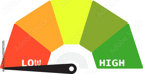 Colorful High Low Gauge, Measurement Indicator Icon