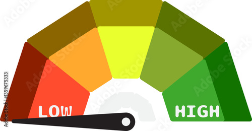 Colorful High Low Gauge, Measurement Indicator Icon