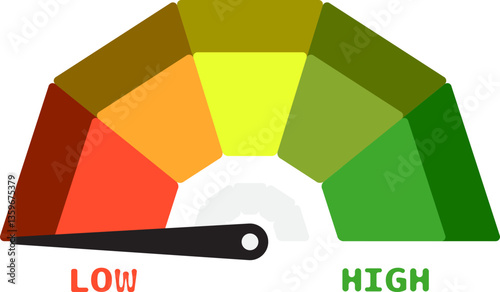 Colorful High Low Gauge, Measurement Indicator Icon