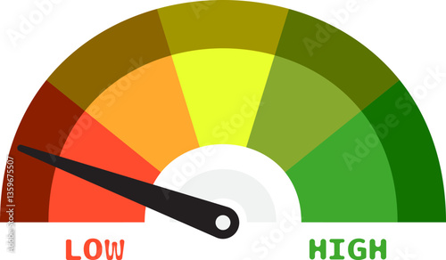 Colorful High Low Gauge, Measurement Indicator Icon