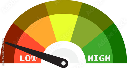 Colorful High Low Gauge, Measurement Indicator Icon