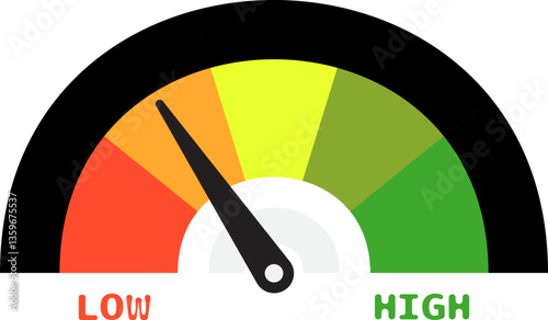 Colorful High Low Gauge, Measurement Indicator Icon