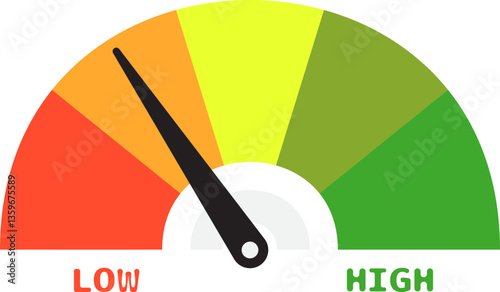 Colorful High Low Gauge, Measurement Indicator Icon