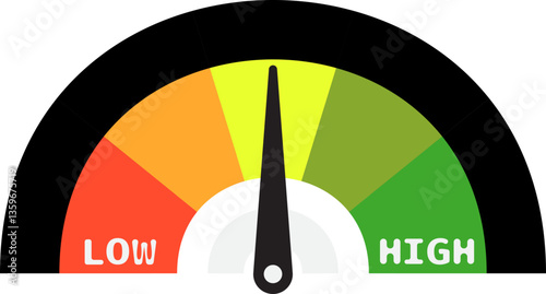 Colorful High Low Gauge, Measurement Indicator Icon