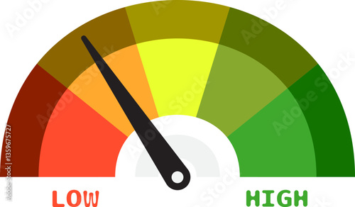 Colorful High Low Gauge, Measurement Indicator Icon