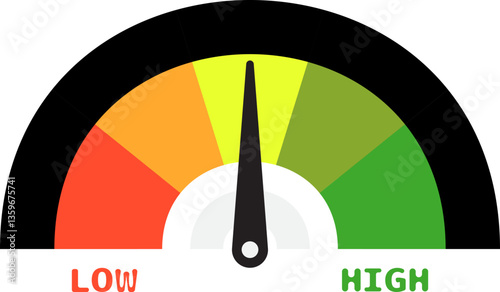 Colorful High Low Gauge, Measurement Indicator Icon
