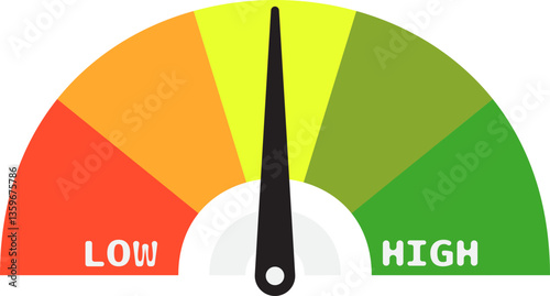Colorful High Low Gauge, Measurement Indicator Icon