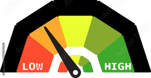 Colorful High Low Gauge, Measurement Indicator Icon