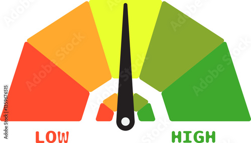 Colorful High Low Gauge, Measurement Indicator Icon