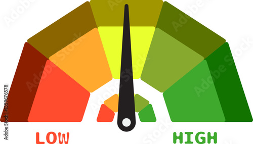 Colorful High Low Gauge, Measurement Indicator Icon