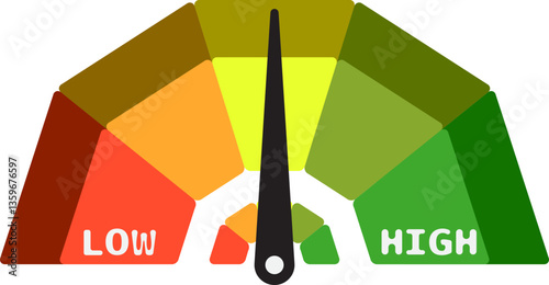 Colorful High Low Gauge, Measurement Indicator Icon