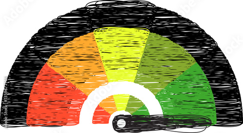 Colorful High Low Gauge, Measurement Indicator Icon