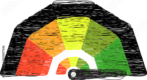 Colorful High Low Gauge, Measurement Indicator Icon