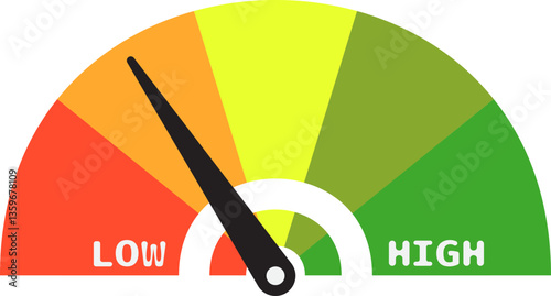 Colorful High Low Gauge, Measurement Indicator Icon